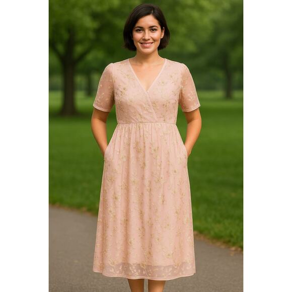 2/$25
 Size 10 Medium BloomChic Lace Embroidered Mesh Dress with Pockets Lined - Picture 1 of 10